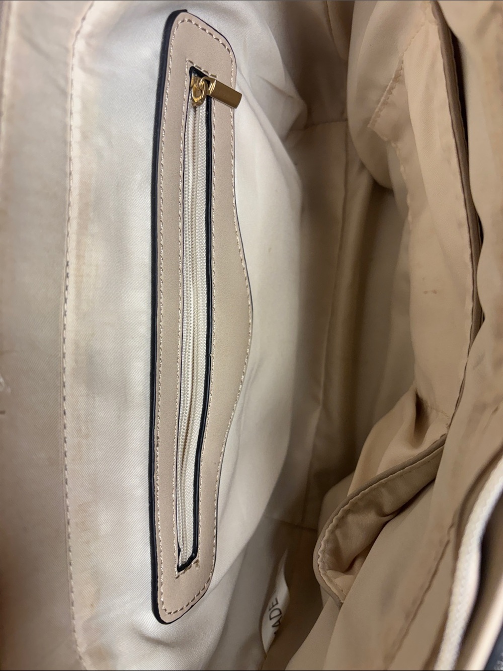 Three-Tone Structured Crossbody Satchel - Black Handle, Burgundy Flap, Tan Body - Picture 5 of 7